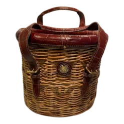 1990s Stiles Brothers For Bauer International Leather Trim Basket
