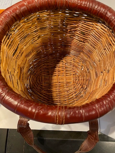 1990s Stiles Brothers For Bauer International Leather Trim Basket 6 1990s Stiles Brothers For Bauer International Leather Trim Basket - Image 6