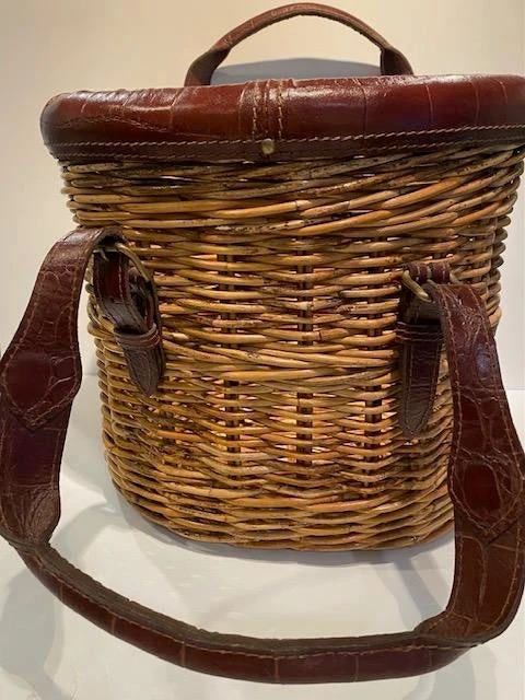 1990s Stiles Brothers For Bauer International Leather Trim Basket 4 1990s Stiles Brothers For Bauer International Leather Trim Basket - Image 4