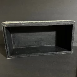 1990s Vintage Carved Wood Box With Lid Gray White & Black -Chairish Shop 1990s vintage carved wood box with lid gray white and black 8769 scaled