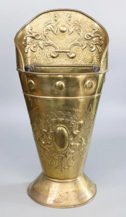 19th C. French Heraldic Hammered Brass Repoussé Grape Hod Umbrella Stand 17 19th C. French Heraldic Hammered Brass Repoussé Grape Hod Umbrella Stand -Chairish Shop 19th c french heraldic hammered brass repousse grape hod umbrella stand 9597 scaled