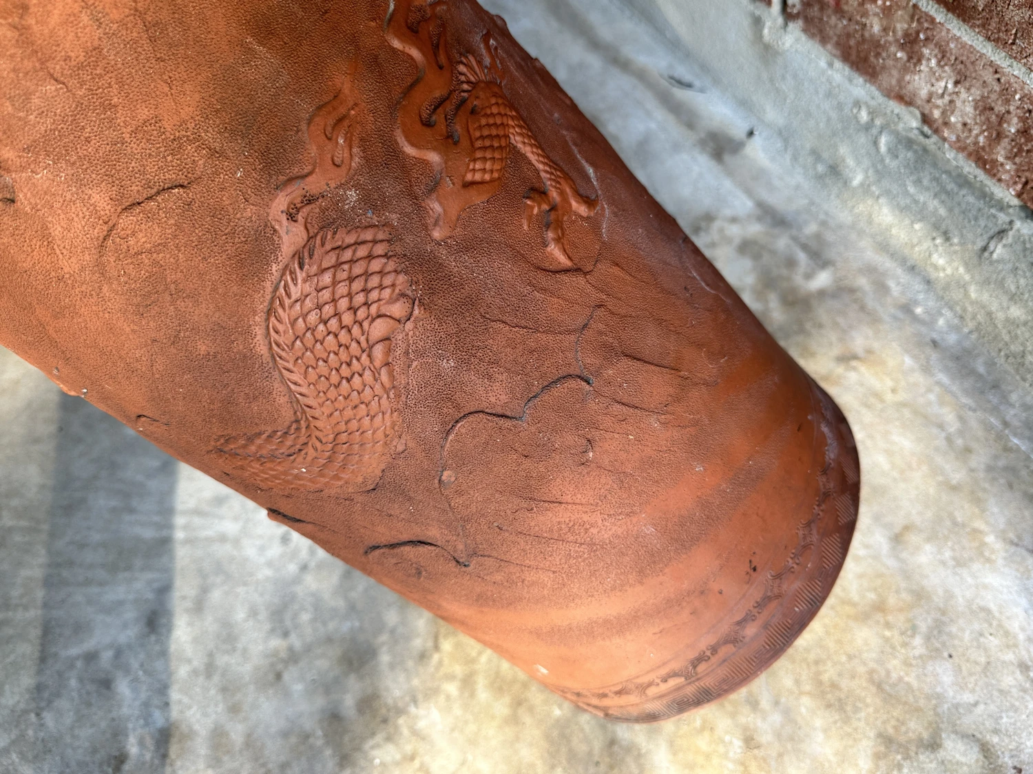 19th Century Antique China Dragonware Tokoname Yixing Stoneware Zisha Clay Dragon Handmade Umbrella Stand 2 19th Century Antique China Dragonware Tokoname Yixing Stoneware Zisha Clay Dragon Handmade Umbrella Stand - Image 2