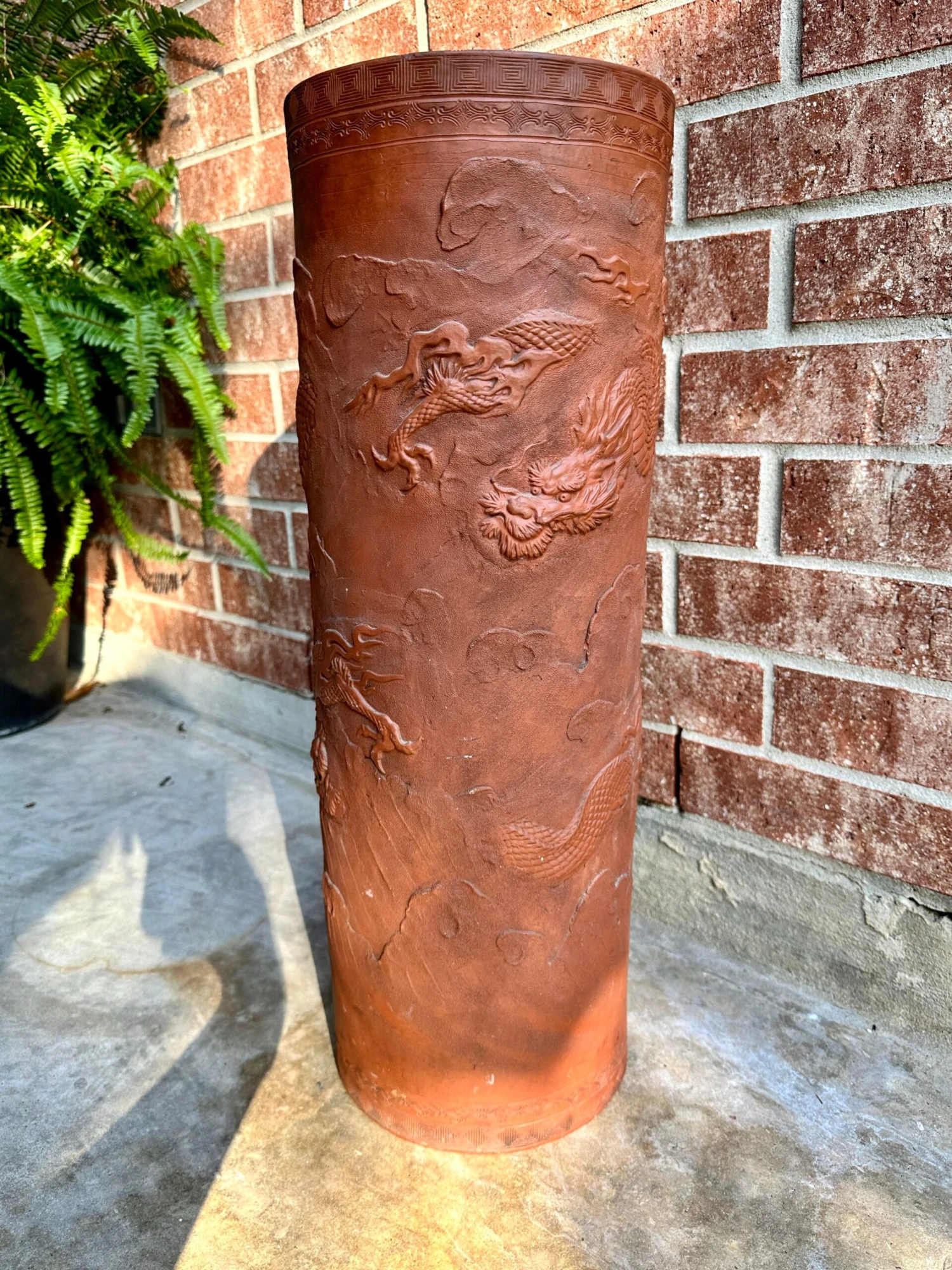 19th Century Antique China Dragonware Tokoname Yixing Stoneware Zisha Clay Dragon Handmade Umbrella Stand 7 19th Century Antique China Dragonware Tokoname Yixing Stoneware Zisha Clay Dragon Handmade Umbrella Stand - Image 7