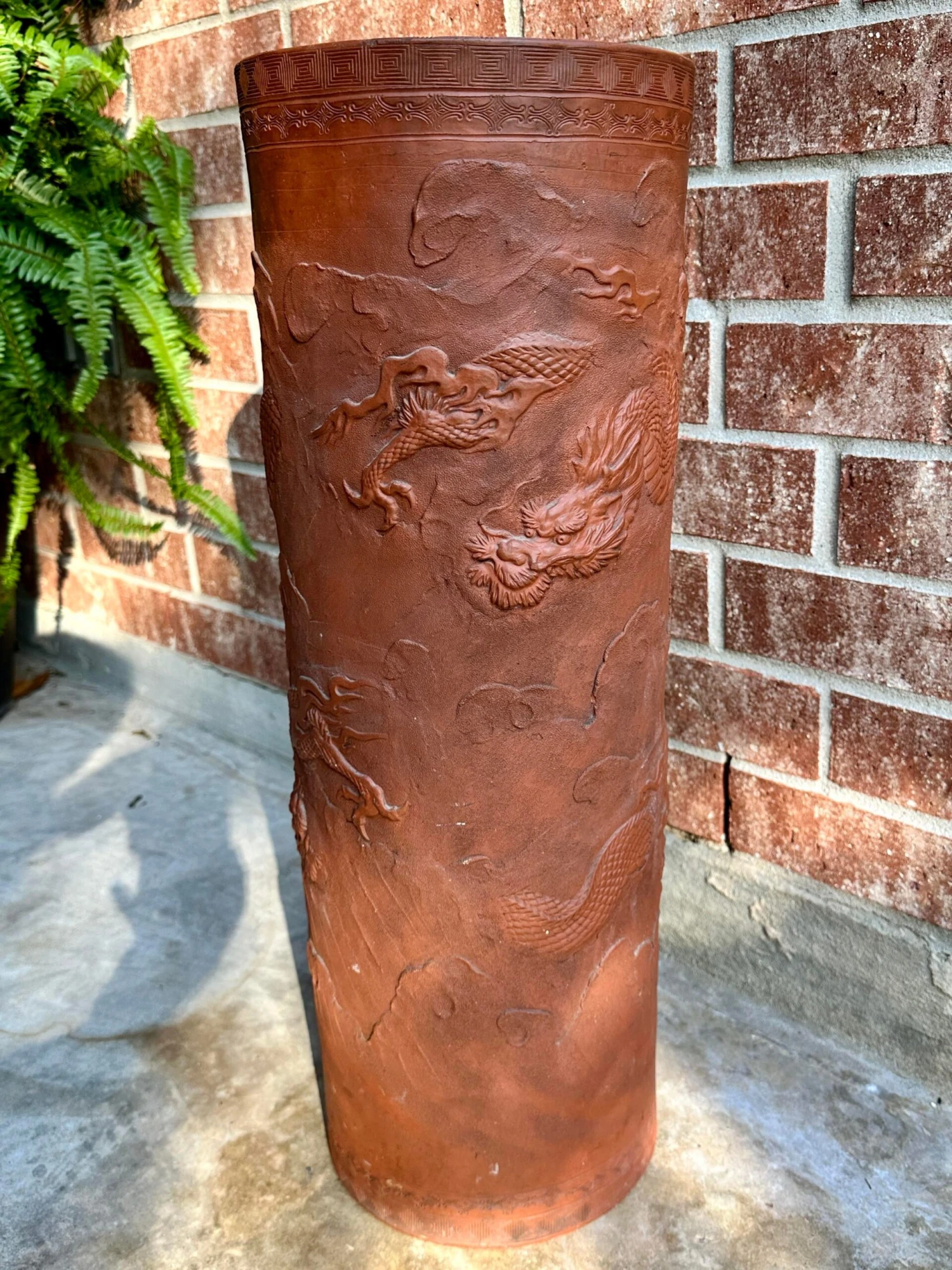 19th Century Antique China Dragonware Tokoname Yixing Stoneware Zisha Clay Dragon Handmade Umbrella Stand 8 19th Century Antique China Dragonware Tokoname Yixing Stoneware Zisha Clay Dragon Handmade Umbrella Stand - Image 8