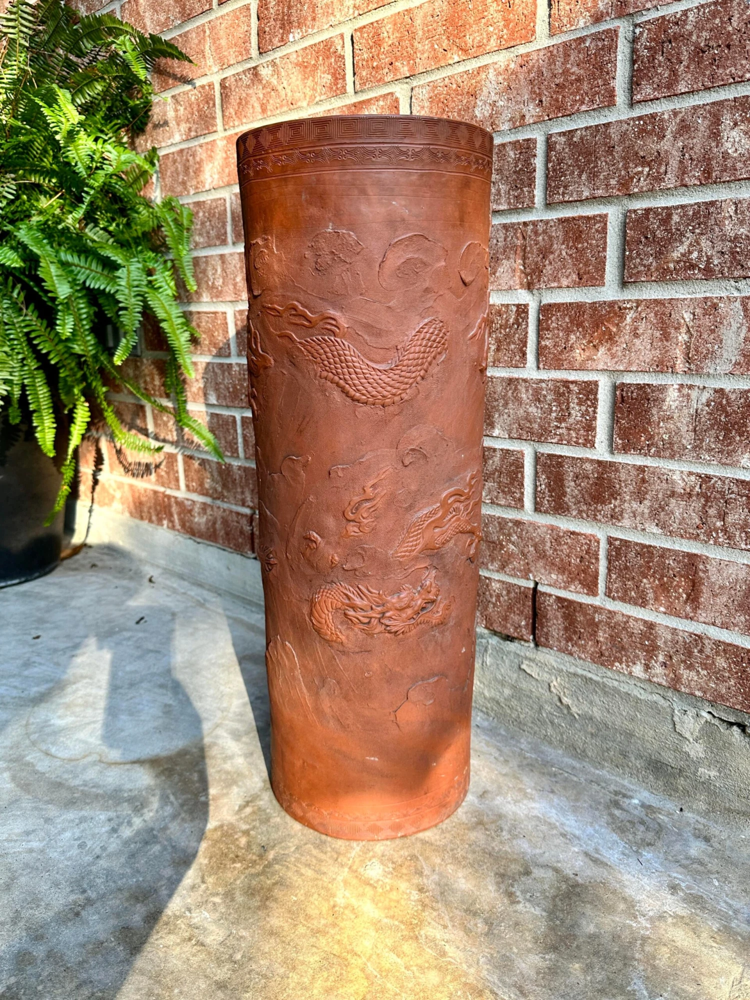 19th Century Antique China Dragonware Tokoname Yixing Stoneware Zisha Clay Dragon Handmade Umbrella Stand 6 19th Century Antique China Dragonware Tokoname Yixing Stoneware Zisha Clay Dragon Handmade Umbrella Stand - Image 6