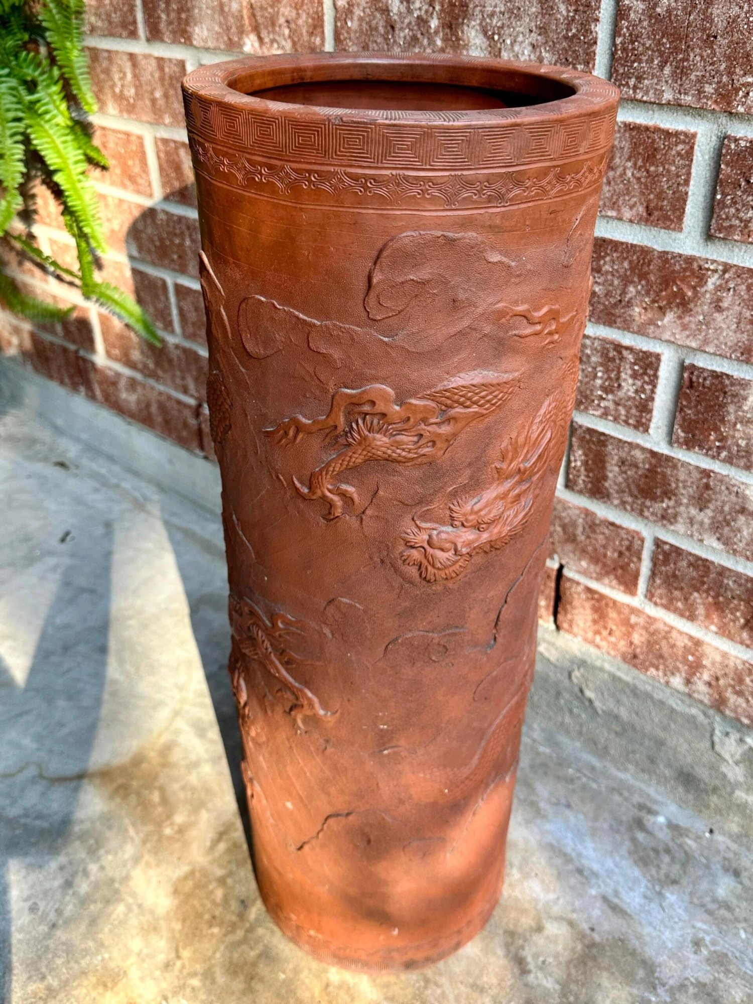 19th Century Antique China Dragonware Tokoname Yixing Stoneware Zisha Clay Dragon Handmade Umbrella Stand 9 19th Century Antique China Dragonware Tokoname Yixing Stoneware Zisha Clay Dragon Handmade Umbrella Stand - Image 9