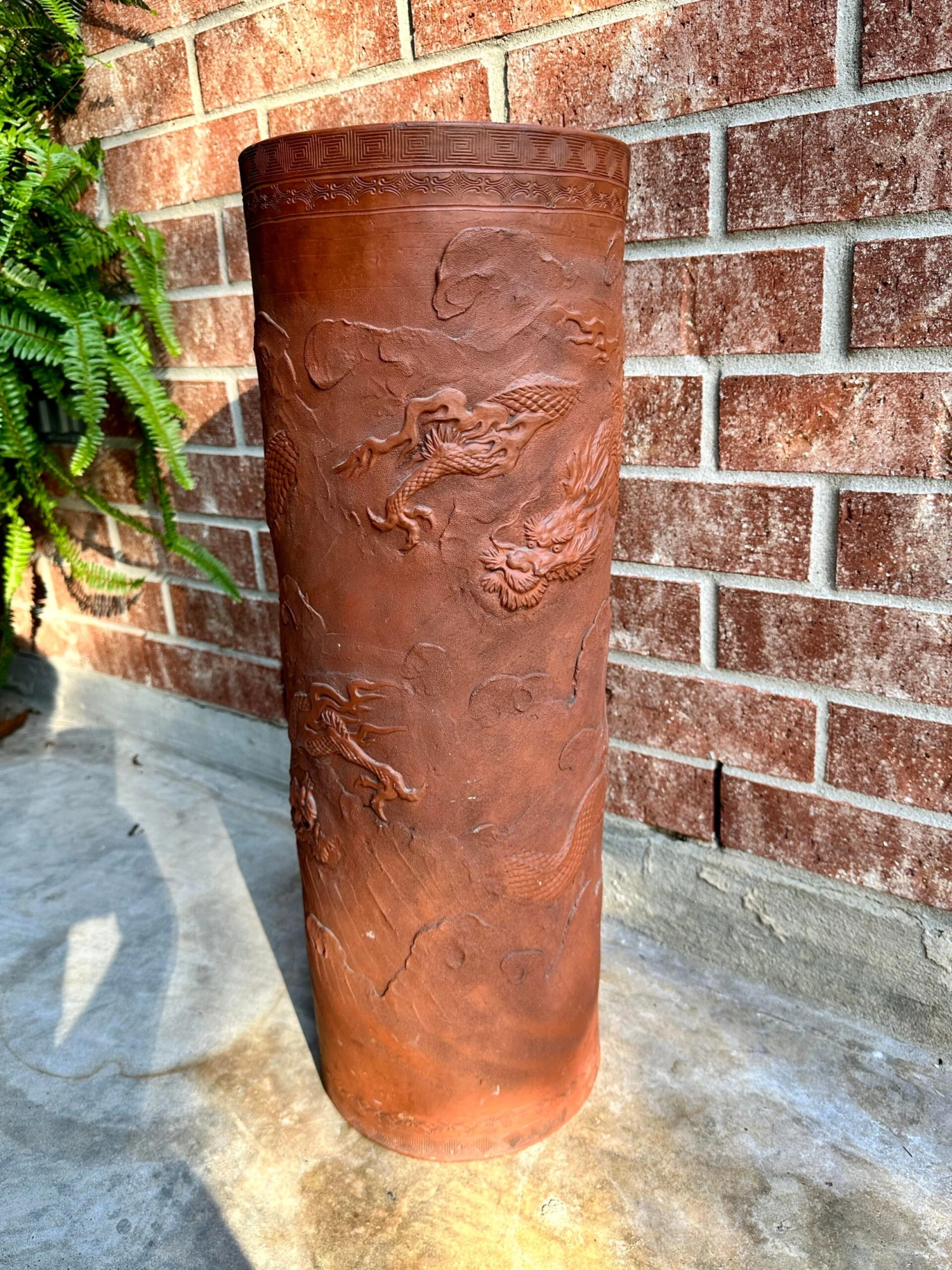 19th Century Antique China Dragonware Tokoname Yixing Stoneware Zisha Clay Dragon Handmade Umbrella Stand 3 19th Century Antique China Dragonware Tokoname Yixing Stoneware Zisha Clay Dragon Handmade Umbrella Stand - Image 3