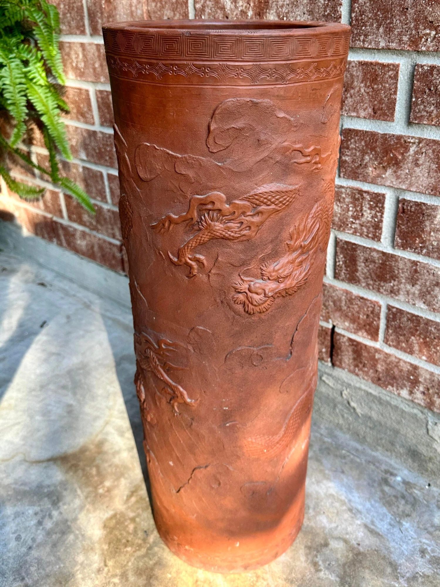 19th Century Antique China Dragonware Tokoname Yixing Stoneware Zisha Clay Dragon Handmade Umbrella Stand 10 19th Century Antique China Dragonware Tokoname Yixing Stoneware Zisha Clay Dragon Handmade Umbrella Stand - Image 10