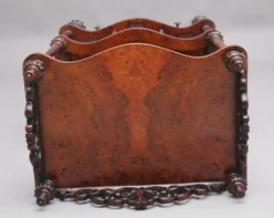 19th Century Burr Walnut Canterbury In Serpentine Form, 1860s -Chairish Shop 19th century burr walnut canterbury in serpentine form 1860s 0921