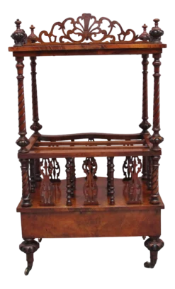 19th Century Burr Walnut Canterbury In Serpentine Form, 1860s