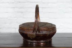 19th Century Chinese Qing Dynasty Handwoven Rattan & Bamboo Handled Basket -Chairish Shop 19th century chinese qing dynasty handwoven rattan and bamboo handled basket 9242 scaled