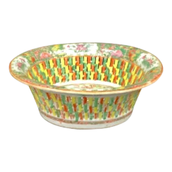 19th Century Chinese Rose Medallion Reticulated Porcelain Basket