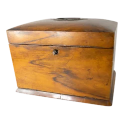 19th Century English Burl Walnut Sewing Box With Tufted Silk Interior
