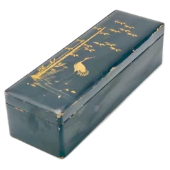 19th Century Japanese Laquered Box With Hinged Lid And Lock