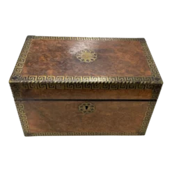 19th Century Tortoise Shell Grain And Greek Key Tea Caddy. Boule, Georgian