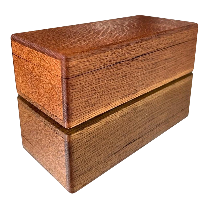 American Art Deco Keepsake Box In Tiger Oak Wood, C. 1940 1 American Art Deco Keepsake Box In Tiger Oak Wood, C. 1940