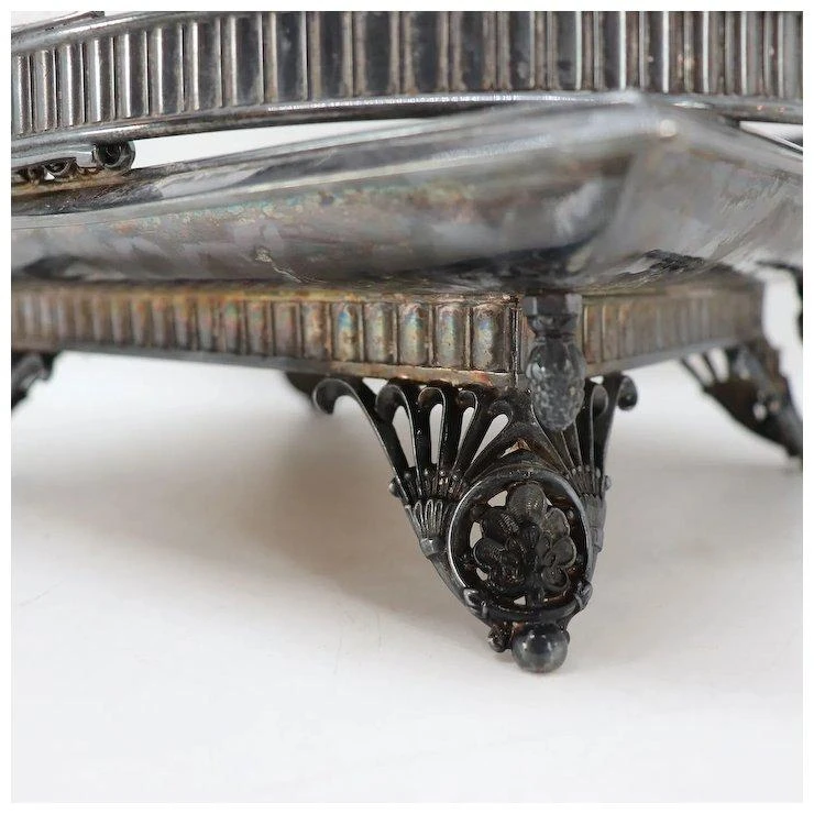 American Victorian Silverplate And Mirror Square Bride's Basket 2 American Victorian Silverplate And Mirror Square Bride's Basket - Image 2