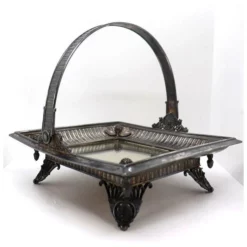 American Victorian Silverplate And Mirror Square Bride's Basket 15 American Victorian Silverplate And Mirror Square Bride's Basket -Chairish Shop american victorian silverplate and mirror square brides basket 4175