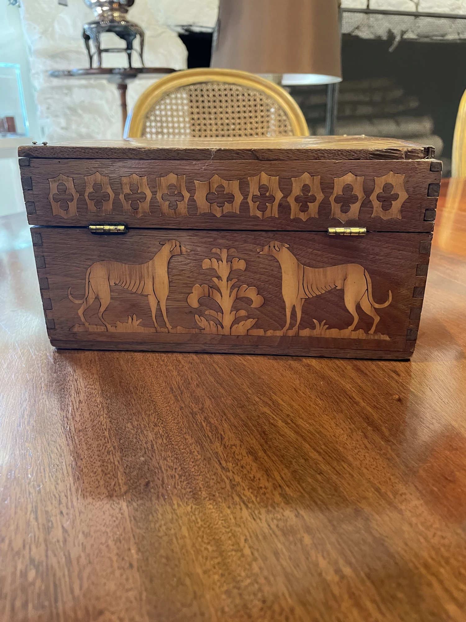 Antique 19th Century Wooden Box Inlaid 6 Antique 19th Century Wooden Box Inlaid - Image 6