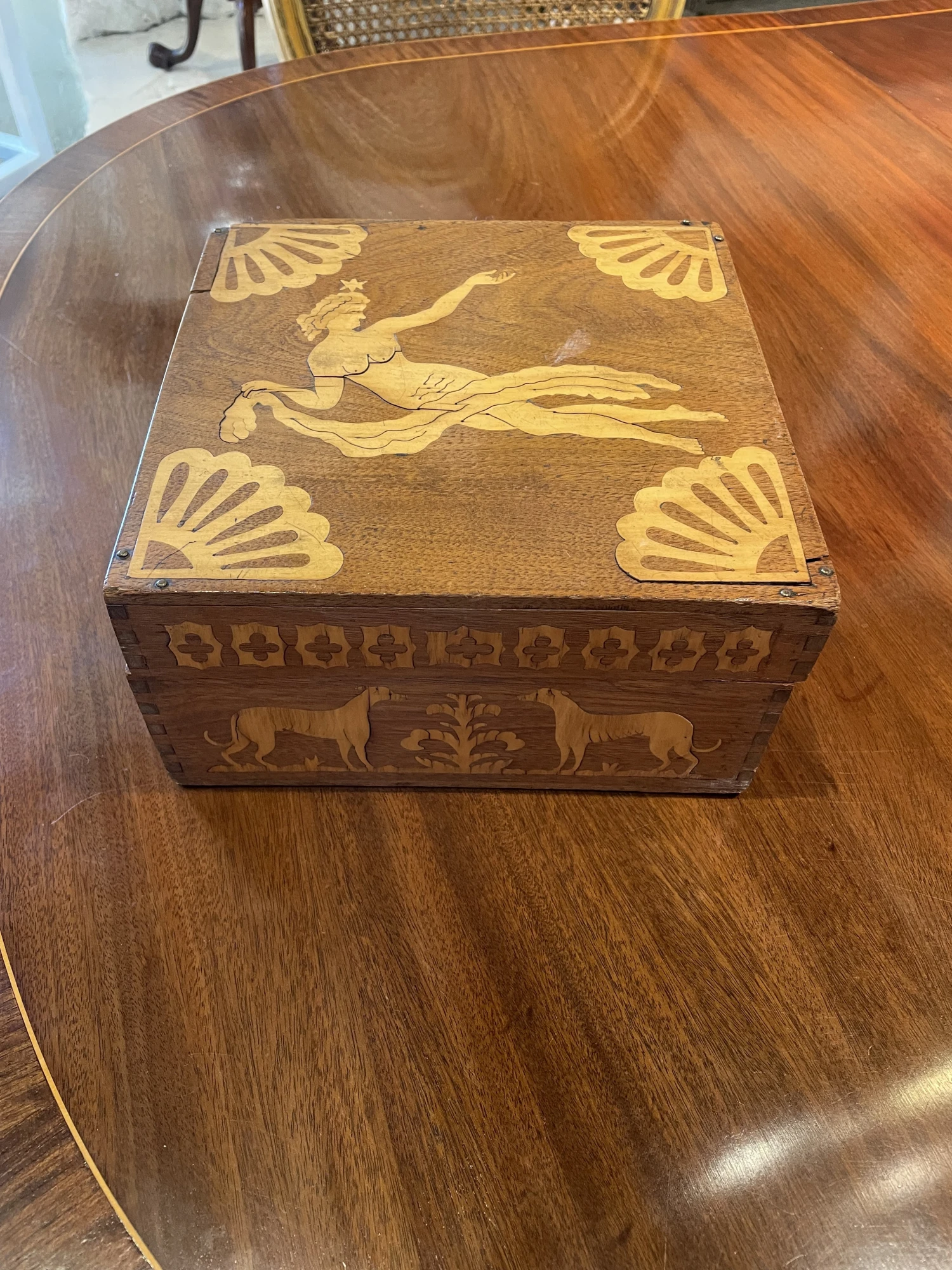 Antique 19th Century Wooden Box Inlaid 2 Antique 19th Century Wooden Box Inlaid - Image 2