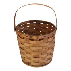 Antique 19th-Century Woven Wood Splint Gathering Basket With Handle