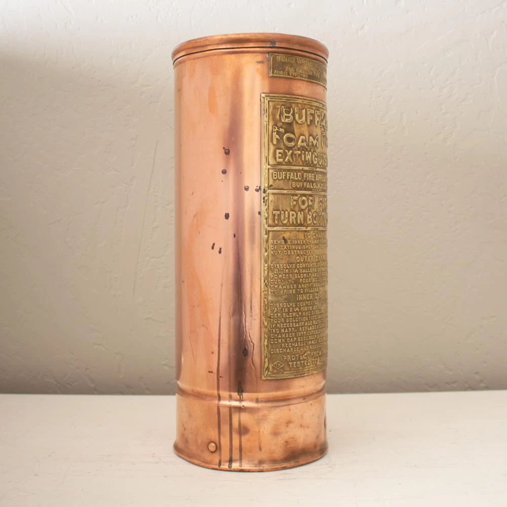 Antique Brass And Copper Buffalo Fire Extinguisher Umbrella Stand 5 Antique Brass And Copper Buffalo Fire Extinguisher Umbrella Stand - Image 5