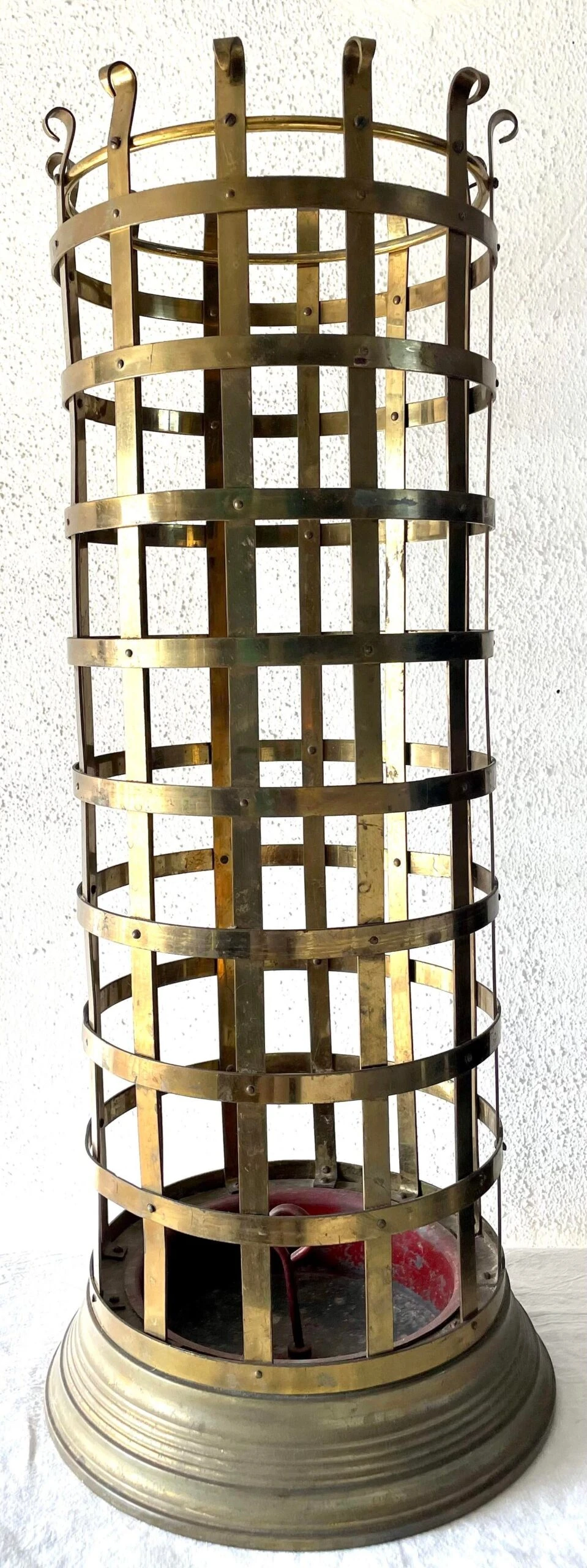Antique Caged Brass Umbrella Stand 2 Antique Caged Brass Umbrella Stand - Image 2