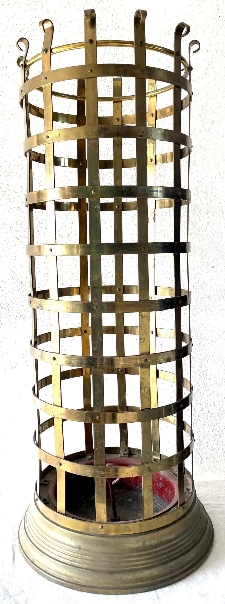 Antique Caged Brass Umbrella Stand 7 Antique Caged Brass Umbrella Stand - Image 7