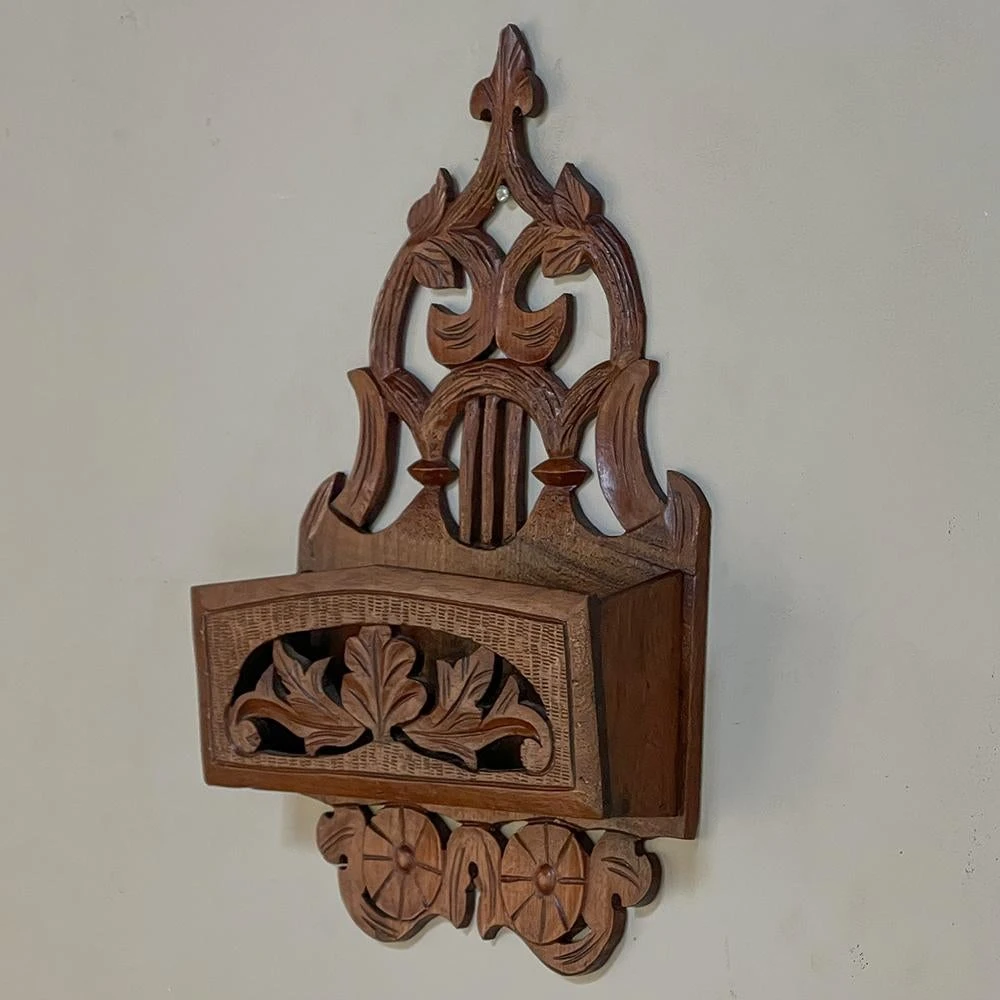 Antique Carved French Wall-Mounted Letter Holder 4 Antique Carved French Wall-Mounted Letter Holder - Image 4
