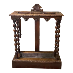 Antique Circa 1860 English Bobbin Twist Carved Stick Stand