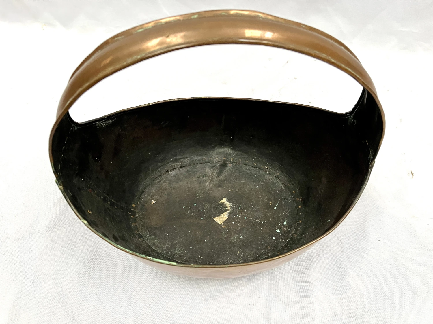 Antique Copper Basket W/Dovetail Crimped Seams 9 Antique Copper Basket W/Dovetail Crimped Seams - Image 9