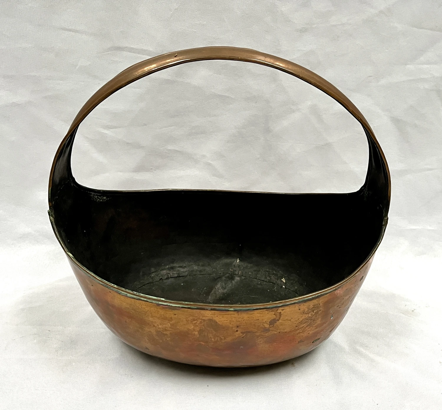 Antique Copper Basket W/Dovetail Crimped Seams 6 Antique Copper Basket W/Dovetail Crimped Seams - Image 6