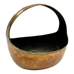 Antique Copper Basket W/Dovetail Crimped Seams