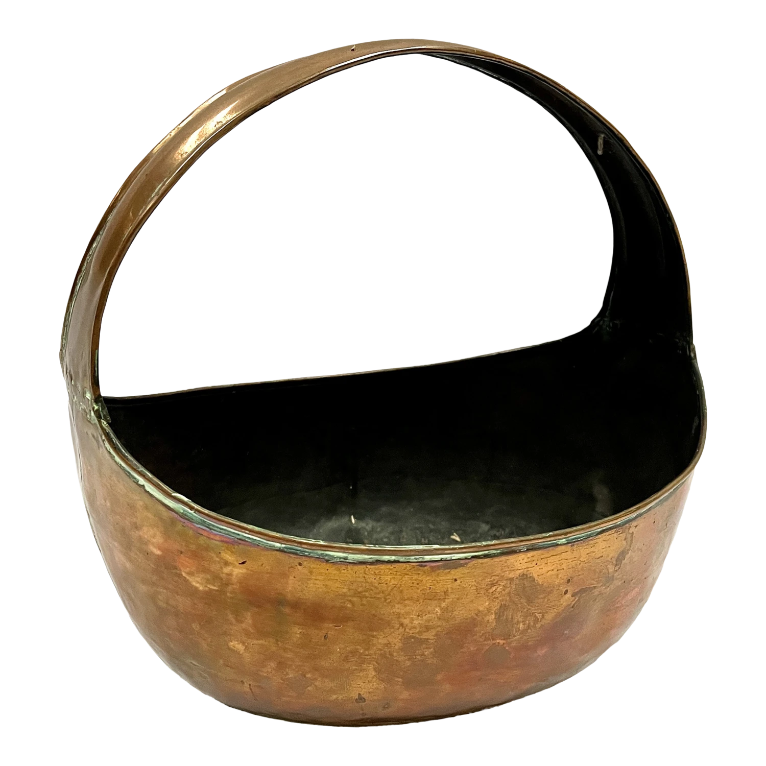 Antique Copper Basket W/Dovetail Crimped Seams 1 Antique Copper Basket W/Dovetail Crimped Seams