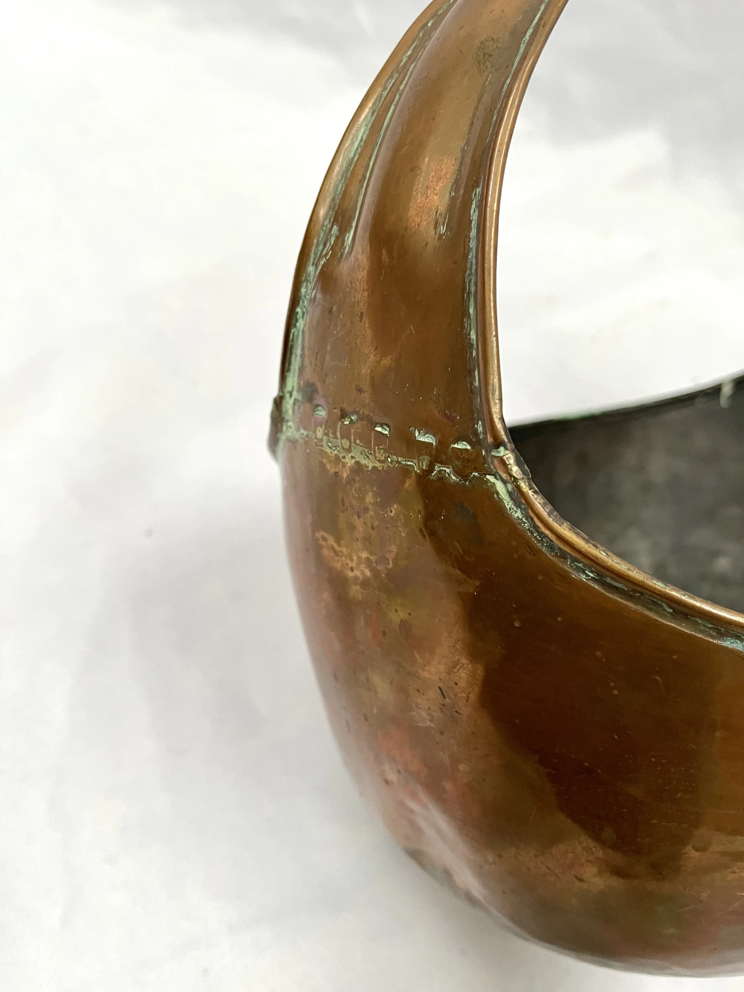 Antique Copper Basket W/Dovetail Crimped Seams 10 Antique Copper Basket W/Dovetail Crimped Seams - Image 10