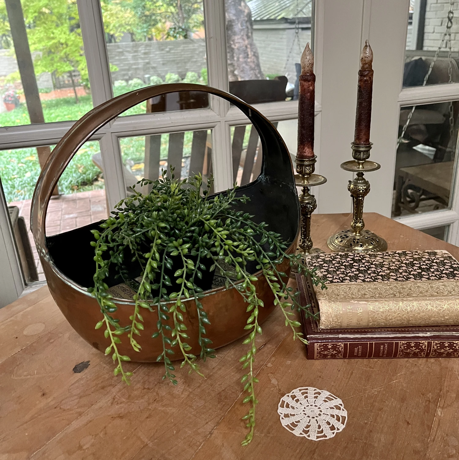 Antique Copper Basket W/Dovetail Crimped Seams 4 Antique Copper Basket W/Dovetail Crimped Seams - Image 4