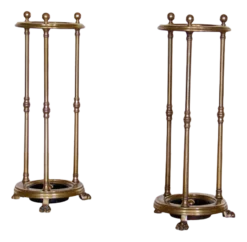 Antique English Stick Stands In Brass, Set Of 2