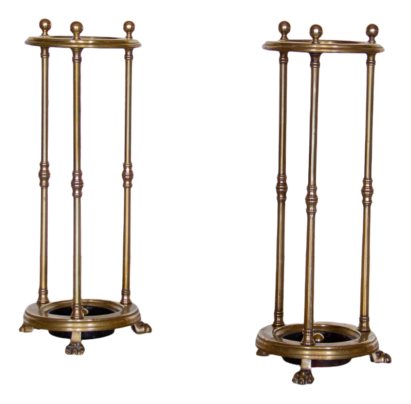 Antique English Stick Stands In Brass, Set Of 2 1 Antique English Stick Stands In Brass, Set Of 2