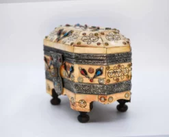 Antique Etched With Henna Bone Trinket Box With Enameled Turquoise -Chairish Shop antique etched with henna bone trinket box with enameled turquoise 9892