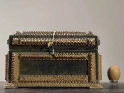 Antique Green Velvet Chip Carved Tramp Art Box (1911) 15 Antique Green Velvet Chip Carved Tramp Art Box (1911) -Chairish Shop antique green velvet chip carved tramp art box 1911 1813 scaled