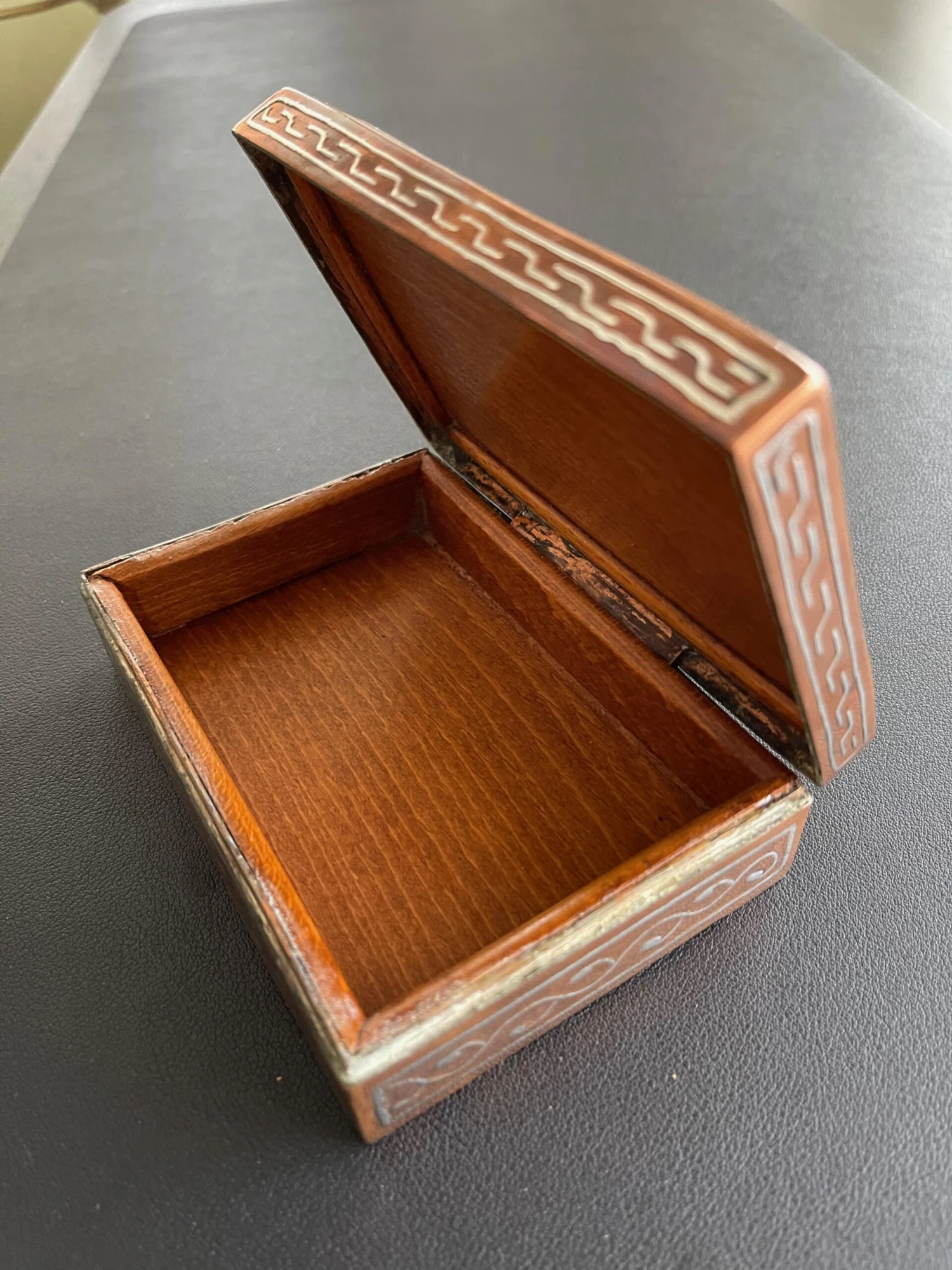 Antique Islamic Silver Calligraphy & Damascened Copper Jewelry Box 3 Antique Islamic Silver Calligraphy & Damascened Copper Jewelry Box - Image 3