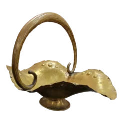 Antique Italian Brass Basket With Handle