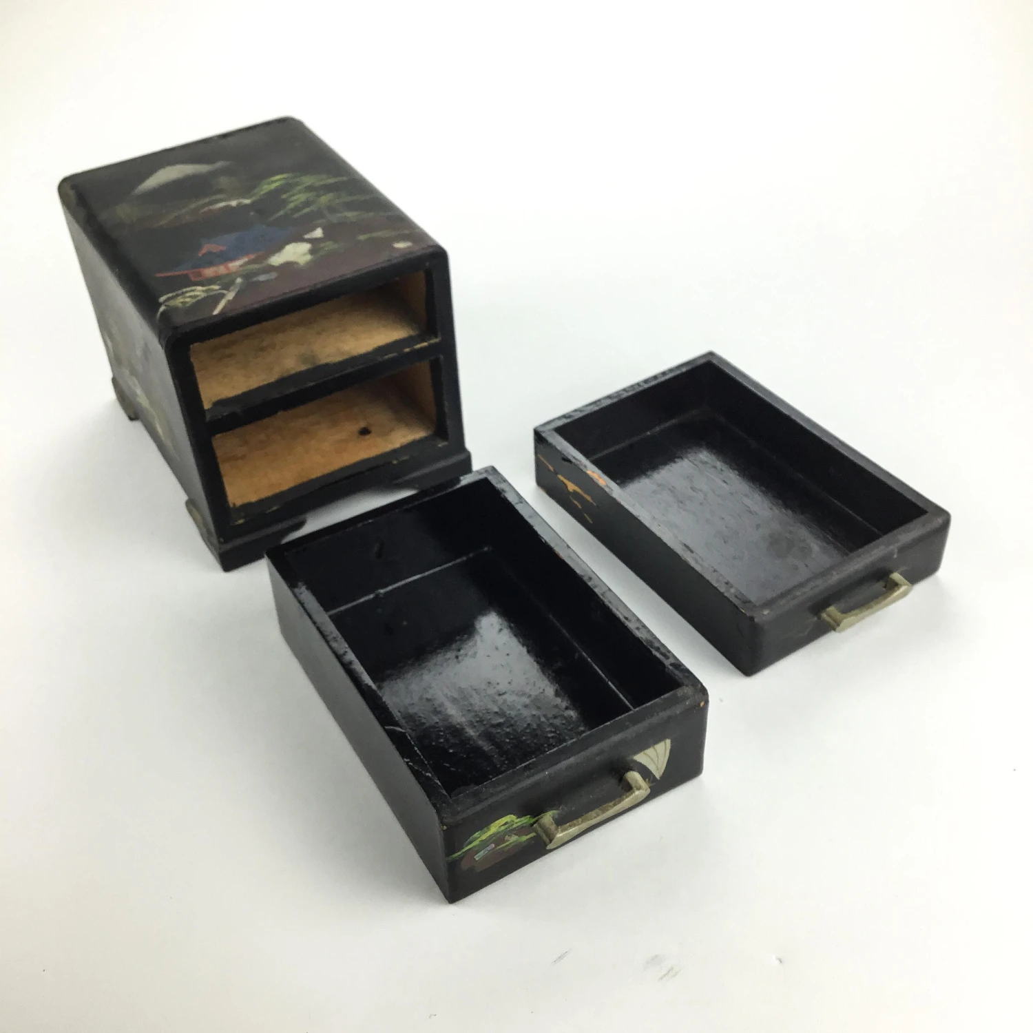 Antique Japanese Wood Miniature Jewelry Box 9 Antique Japanese Wood Miniature Jewelry Box - Image 9