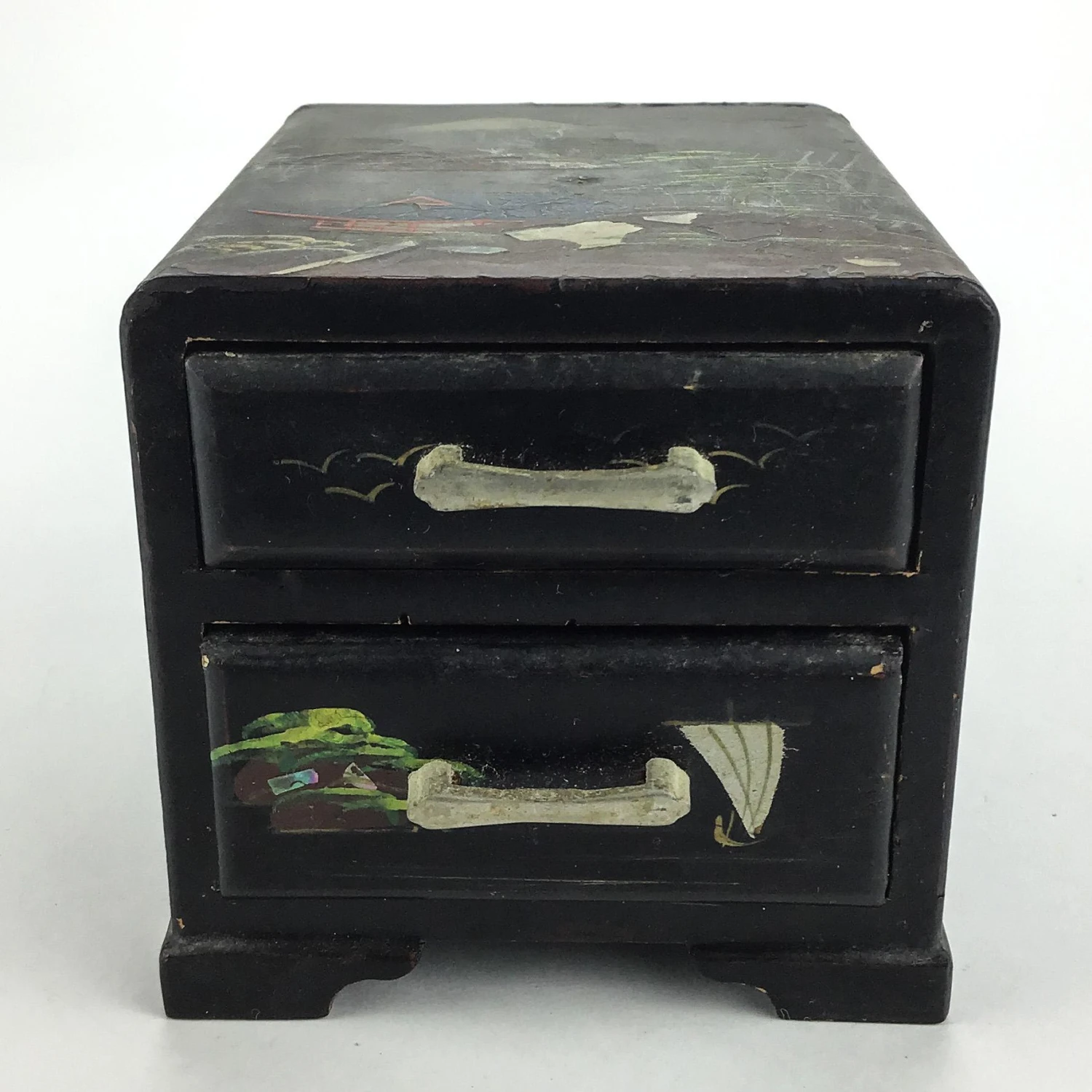 Antique Japanese Wood Miniature Jewelry Box 2 Antique Japanese Wood Miniature Jewelry Box - Image 2
