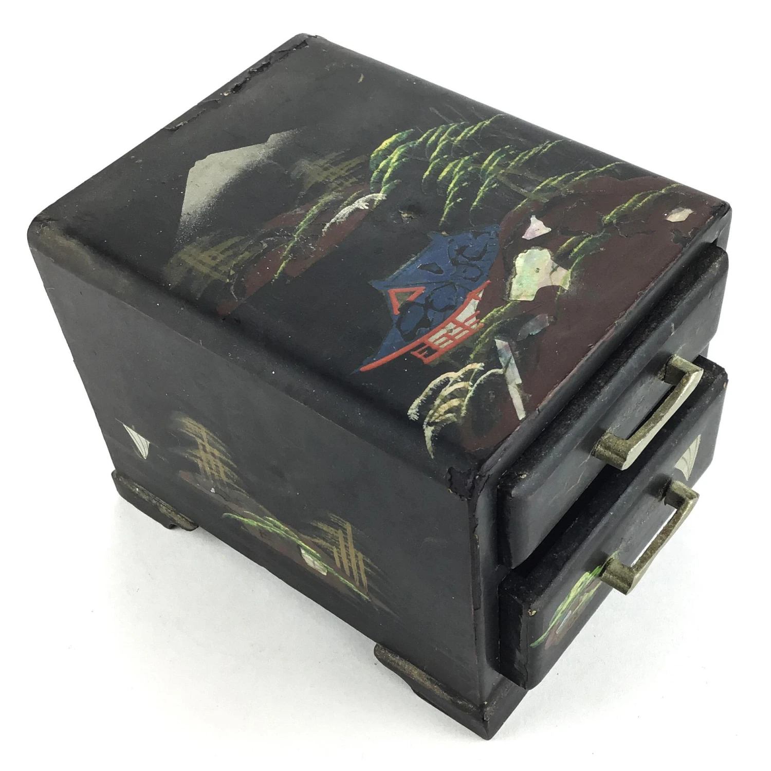 Antique Japanese Wood Miniature Jewelry Box 4 Antique Japanese Wood Miniature Jewelry Box - Image 4