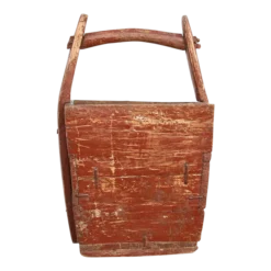 Antique Painted Red Wooden Basket