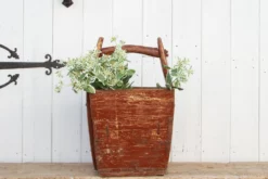 Antique Painted Red Wooden Basket 18 Antique Painted Red Wooden Basket -Chairish Shop antique painted red wooden basket 5126