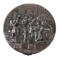 Antique Silver-Plated Round Repousse Box, Made In Denmark