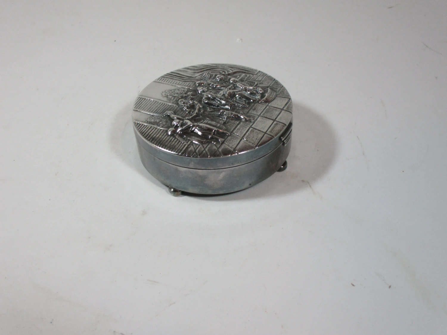 Antique Silver-Plated Round Repousse Box, Made In Denmark 2 Antique Silver-Plated Round Repousse Box, Made In Denmark - Image 2