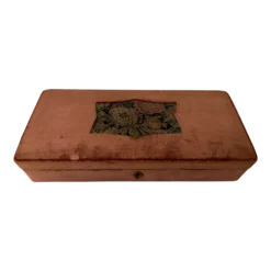 Antique Velvet Vanity Jewelry Box Made In Italy